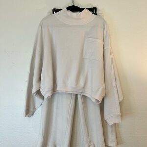 We The Free Cream Mock Neck Sweatsuit Set